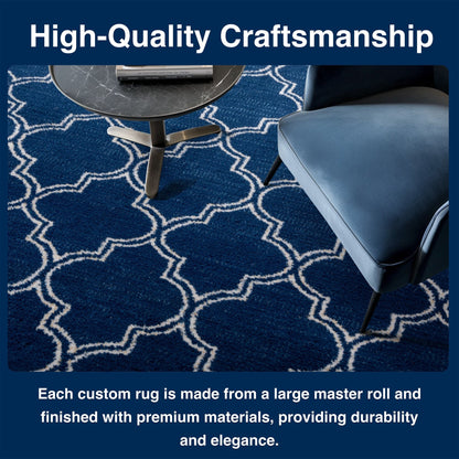 Nantucket Trellis Custom-Made Rug, Made to Order, High-Quality, Elegant Blue Design Area Rug - Well Woven - Blue custom rug