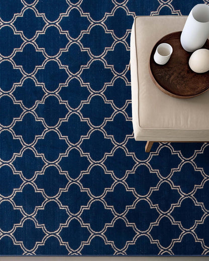 Nantucket Trellis Custom-Made Rug, Made to Order, High-Quality, Elegant Blue Design Area Rug - Well Woven