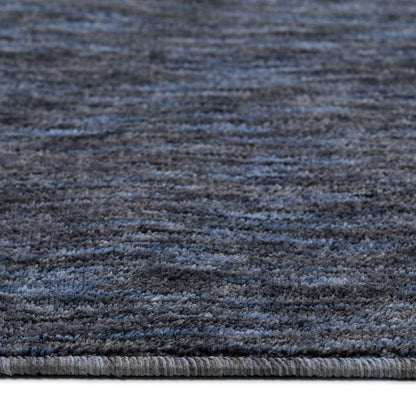 COD-13 Well Woven Moor Washable Rug: Close-up of the textured charcoal and steel blue rug pile