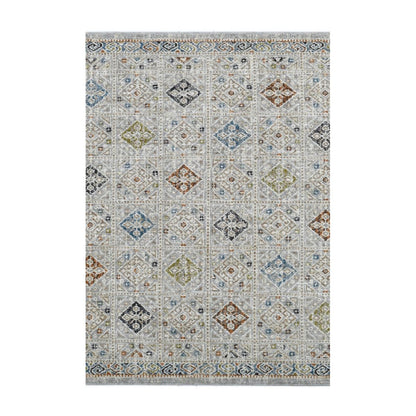 COD-21 Well Woven Mere Washable Rug: Patterned washable rug with geometric, tribal designs on a white background