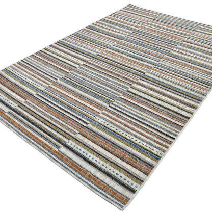 COD-41 Well Woven Thane Washable Rug: A plush washable rug with multicolored stripes, on a white background