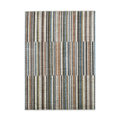 COD-41 Well Woven Thane Washable Rug: A striped area rug with a multicolor pattern, on a white background