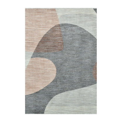 COD-60 Well Woven Holt Washable Rug: Rug with abstract design in shades of gray and peach on a white background