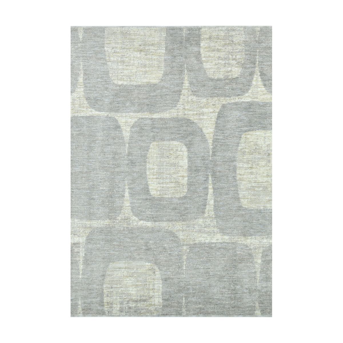 COD-72 Well Woven Wold Washable Rug: Geometric rug in cream and light grey on a white background