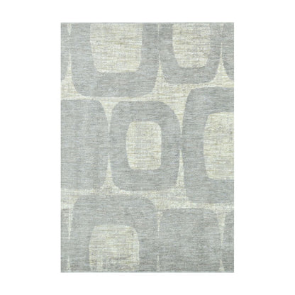 COD-72 Well Woven Wold Washable Rug: Geometric rug in cream and light grey on a white background