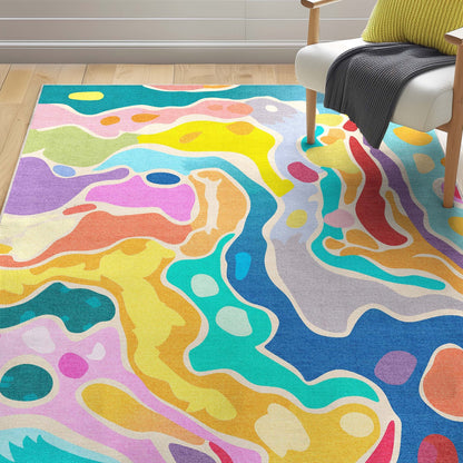 Crayola Modern Whimsy Waves Color Mix Multi-Color Area Rug By Well Woven Well Woven