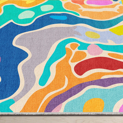 Crayola Modern Whimsy Waves Color Mix Multi-Color Area Rug By Well Woven Well Woven