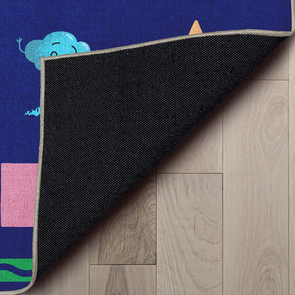 Crayola Modern Cosmic Adventure Space Theme 5' x 7' Blue Area Rug By Well Woven Well Woven