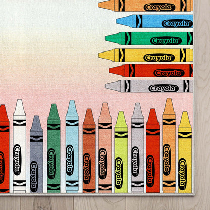 Crayola Modern Crayon Parade Playroom 5' x 7' Multi Color Area Rug By Well Woven Well Woven