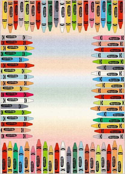 Crayola Modern Crayon Parade Playroom 5' x 7' Multi Color Area Rug By Well Woven Well Woven