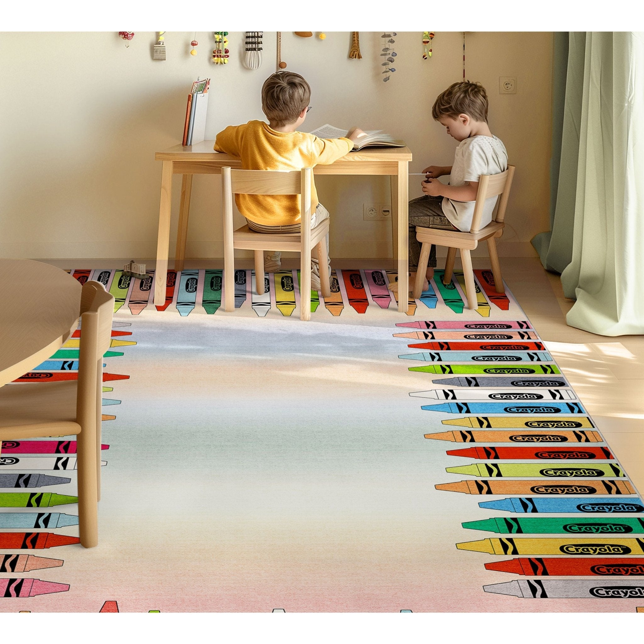 Crayola Modern Crayon Parade Playroom 5' x 7' Multi Color Area Rug By Well Woven Well Woven