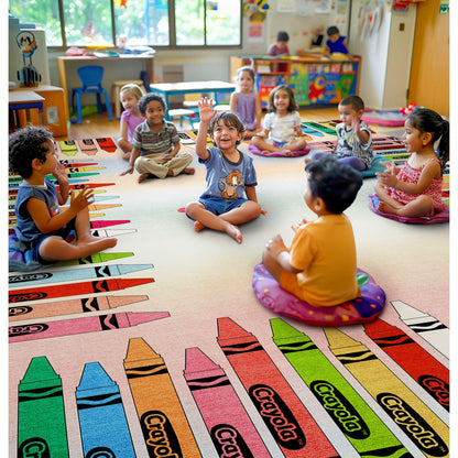 Crayola Modern Crayon Parade Playroom 5' x 7' Multi Color Area Rug By Well Woven Well Woven