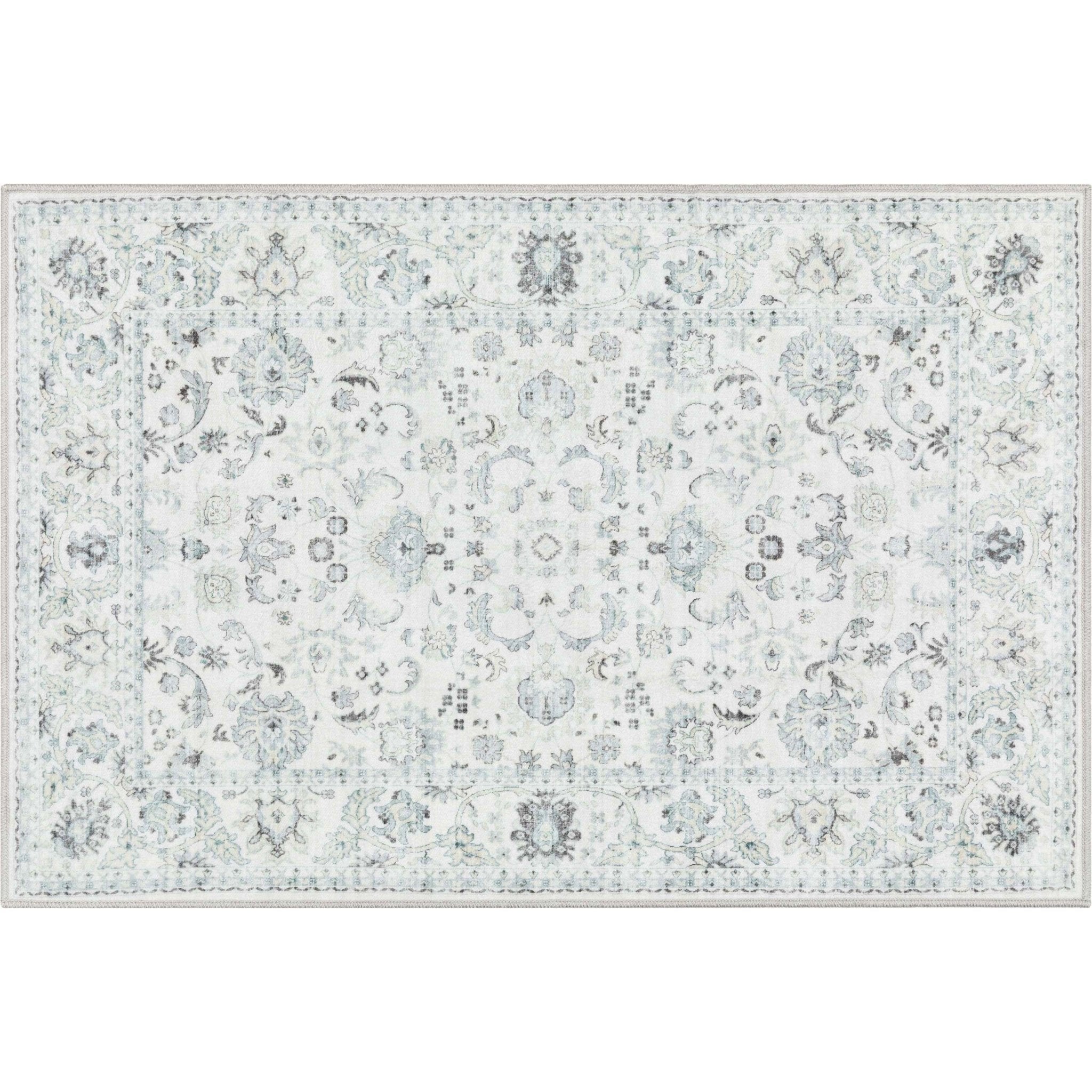 Elle Basics Silk Vintage Oriental Ivory Easy-Clean Washable Non-Slip Rug by Well Woven Well Woven