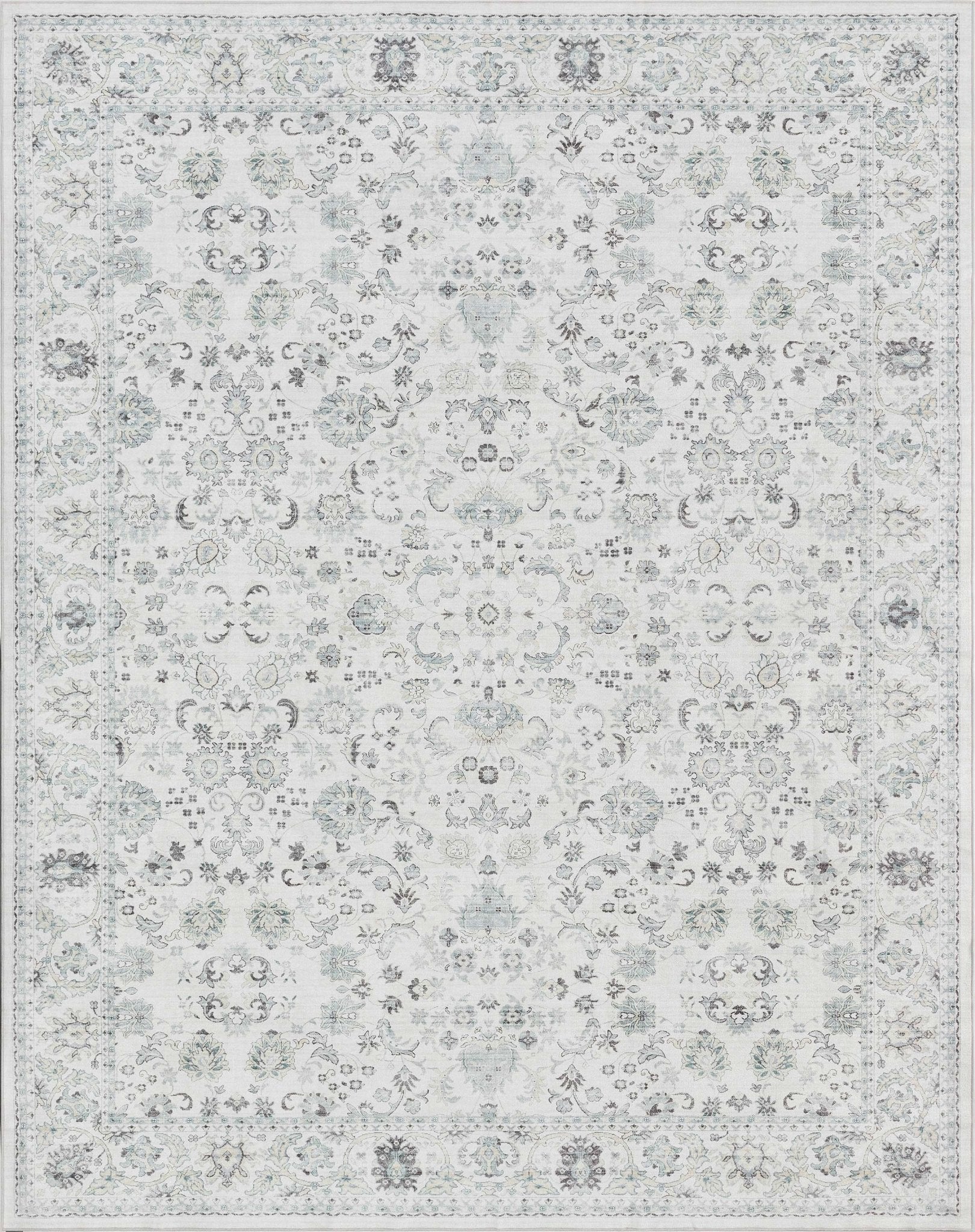 Elle Basics Silk Vintage Oriental Ivory Easy-Clean Washable Non-Slip Rug by Well Woven Well Woven
