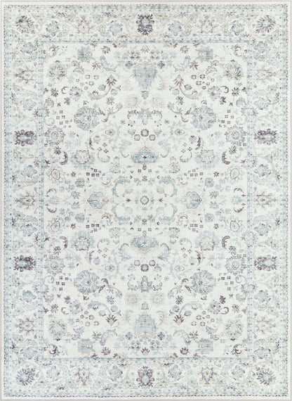 Elle Basics Silk Vintage Oriental Ivory Easy-Clean Washable Non-Slip Rug by Well Woven Well Woven