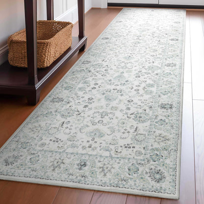 Elle Basics Silk Vintage Oriental Ivory Easy-Clean Washable Non-Slip Rug by Well Woven Well Woven