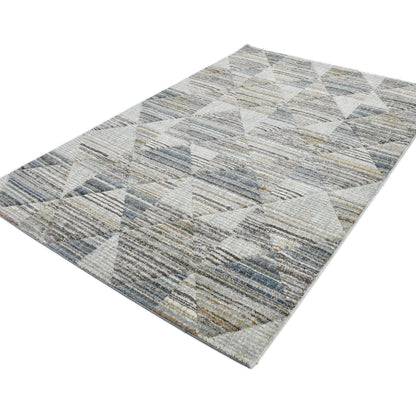 ELM-11 Well Woven Knoll Washable Area Rug - A triangle patterned washable rug with geometric design on a white background.