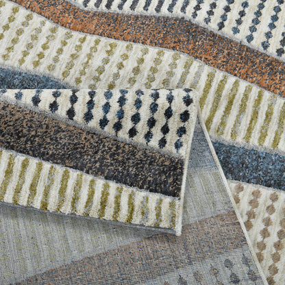 Close-up of the ELM-21 Well Woven Ridge Washable Area Rug texture and pattern