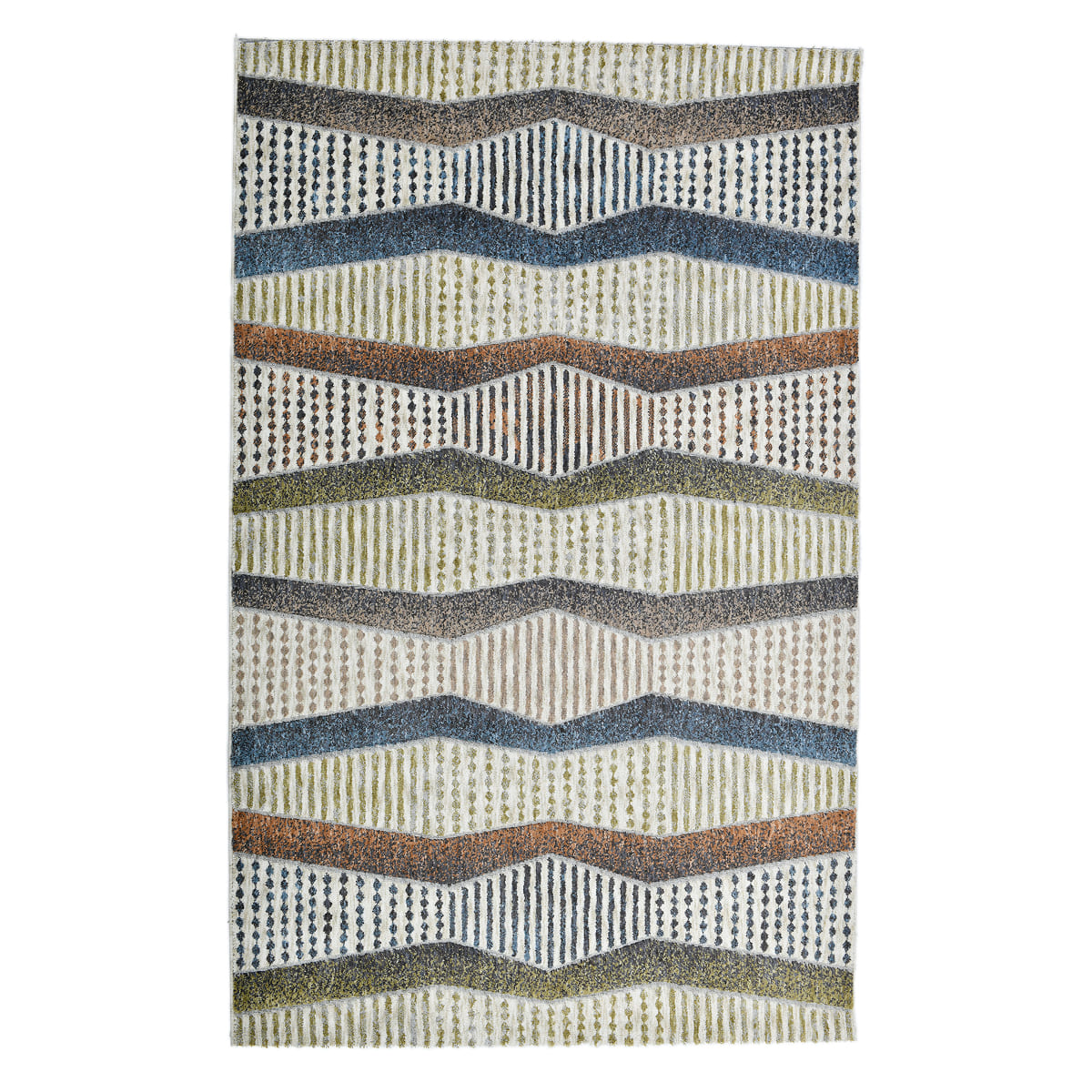 ELM-21 Well Woven Ridge Washable Area Rug: Textured washable rug with zigzag design on a white background