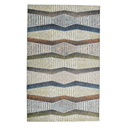 ELM-21 Well Woven Ridge Washable Area Rug: Textured washable rug with zigzag design on a white background