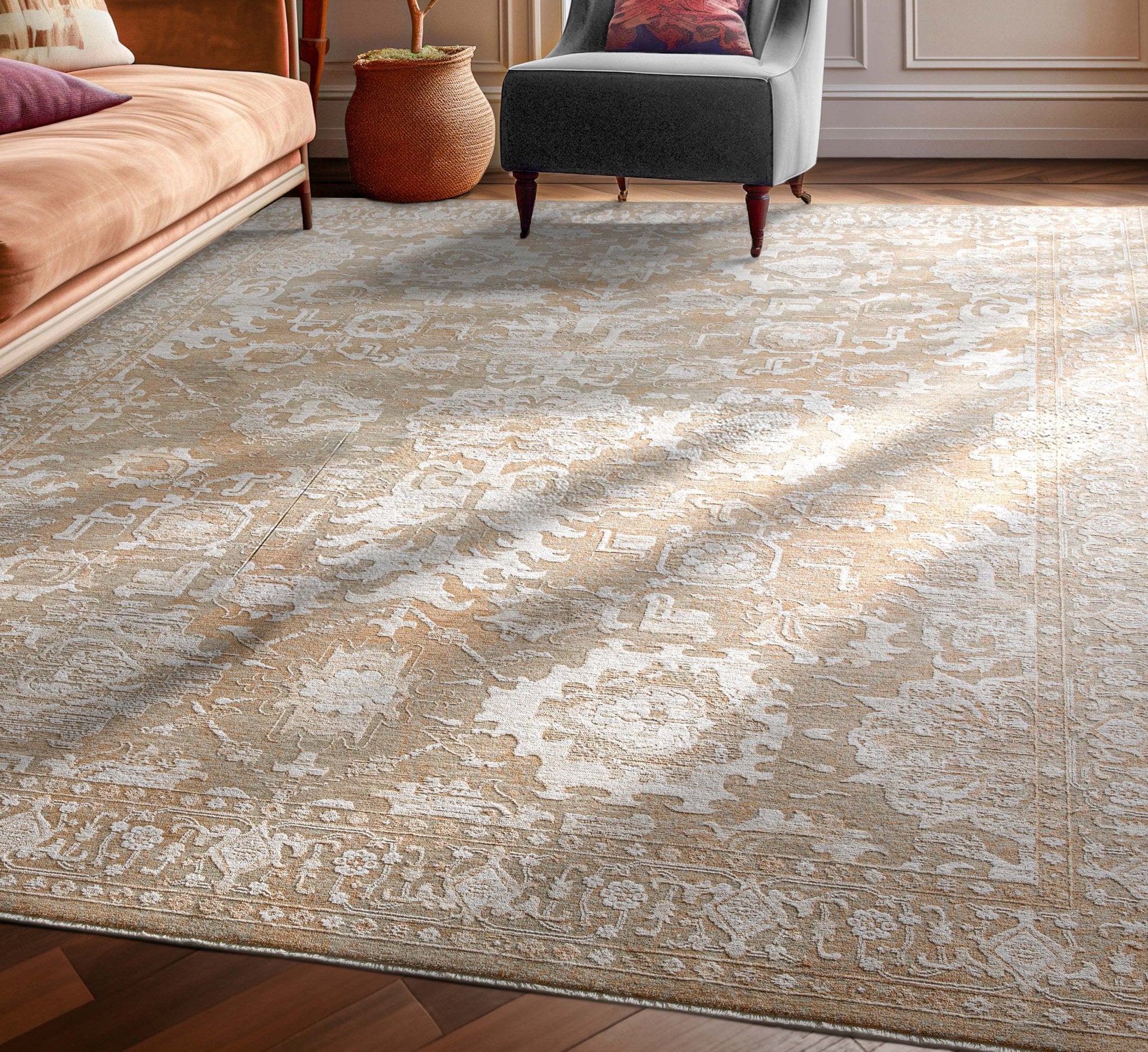Ethos Serenity Beige Warm Earth Tone - Easy to Clean - Globally Inspired Patterns Well Woven