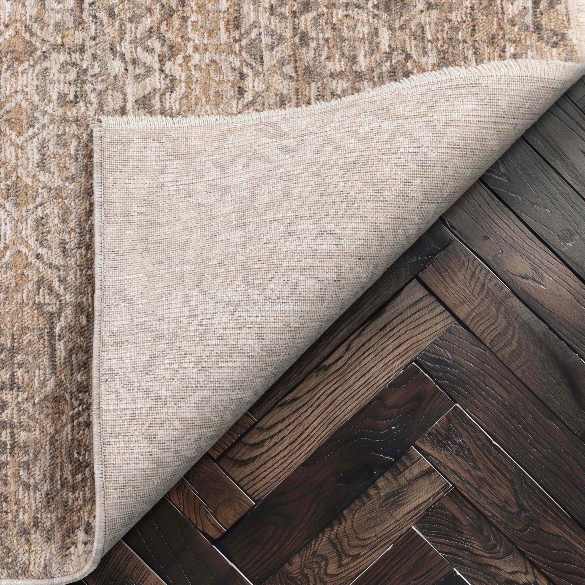 Ethos Echo Beige Floral Warm Earth Tone - Easy to Clean - Globally Inspired Patterns Well Woven