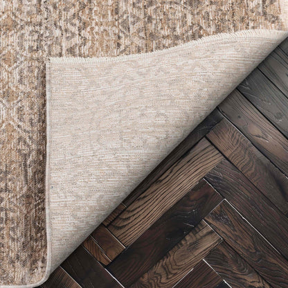 Ethos Echo Beige Floral Warm Earth Tone - Easy to Clean - Globally Inspired Patterns Well Woven