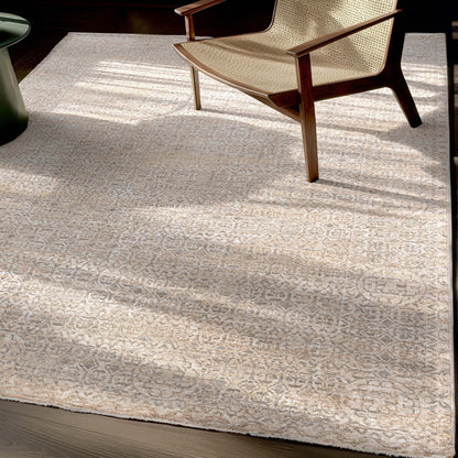 Ethos Echo Beige Floral Warm Earth Tone - Easy to Clean - Globally Inspired Patterns Well Woven