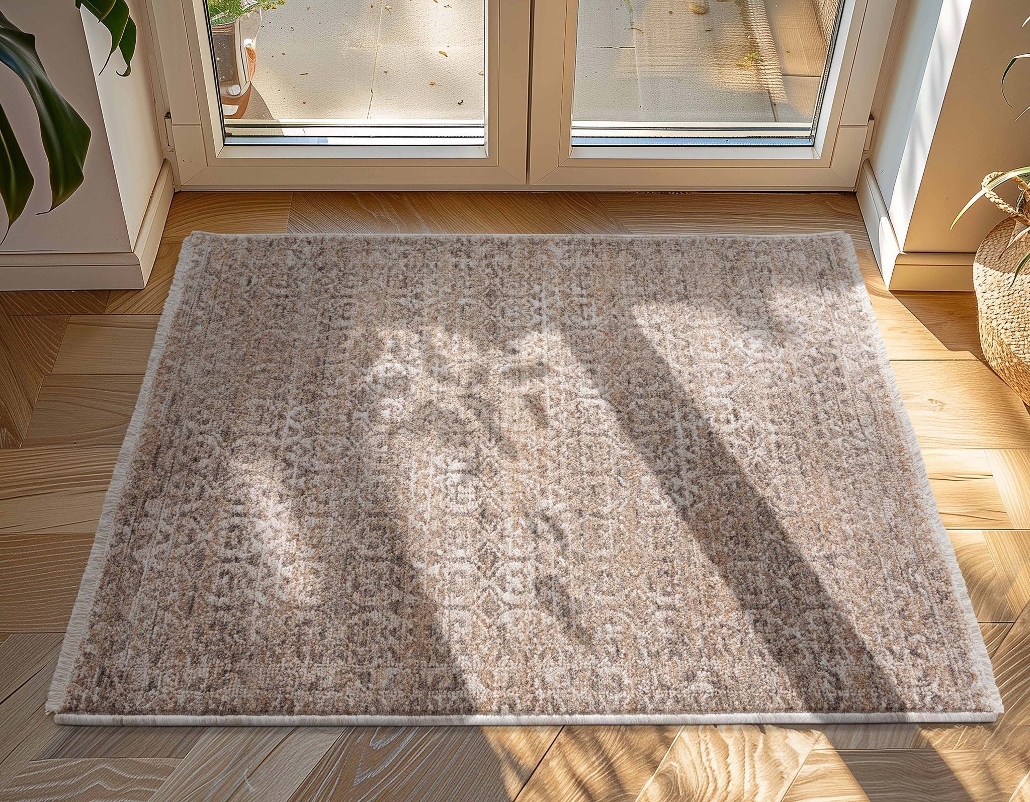 Ethos Echo Beige Floral Warm Earth Tone - Easy to Clean - Globally Inspired Patterns Well Woven