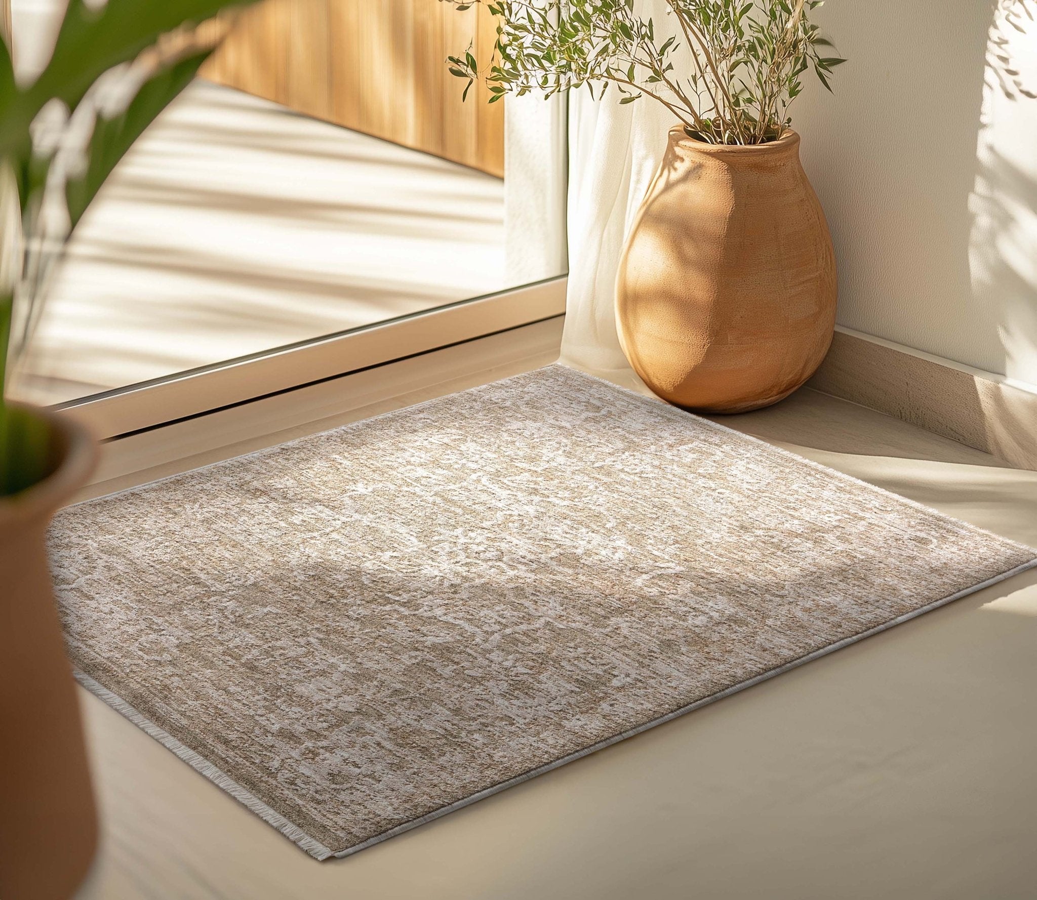 Ethos Harmony Beige Neutral Earth Tone - Easy to Clean - Globally Inspired Patterns Well Woven