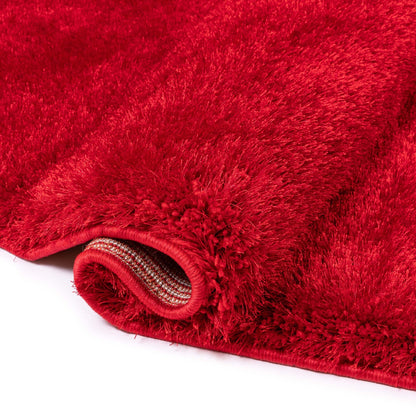 Feather Collection Liza Red Shag Rug –   Sparkly, Plush, Minimalist Glam - Well Woven - thick pile red rug 