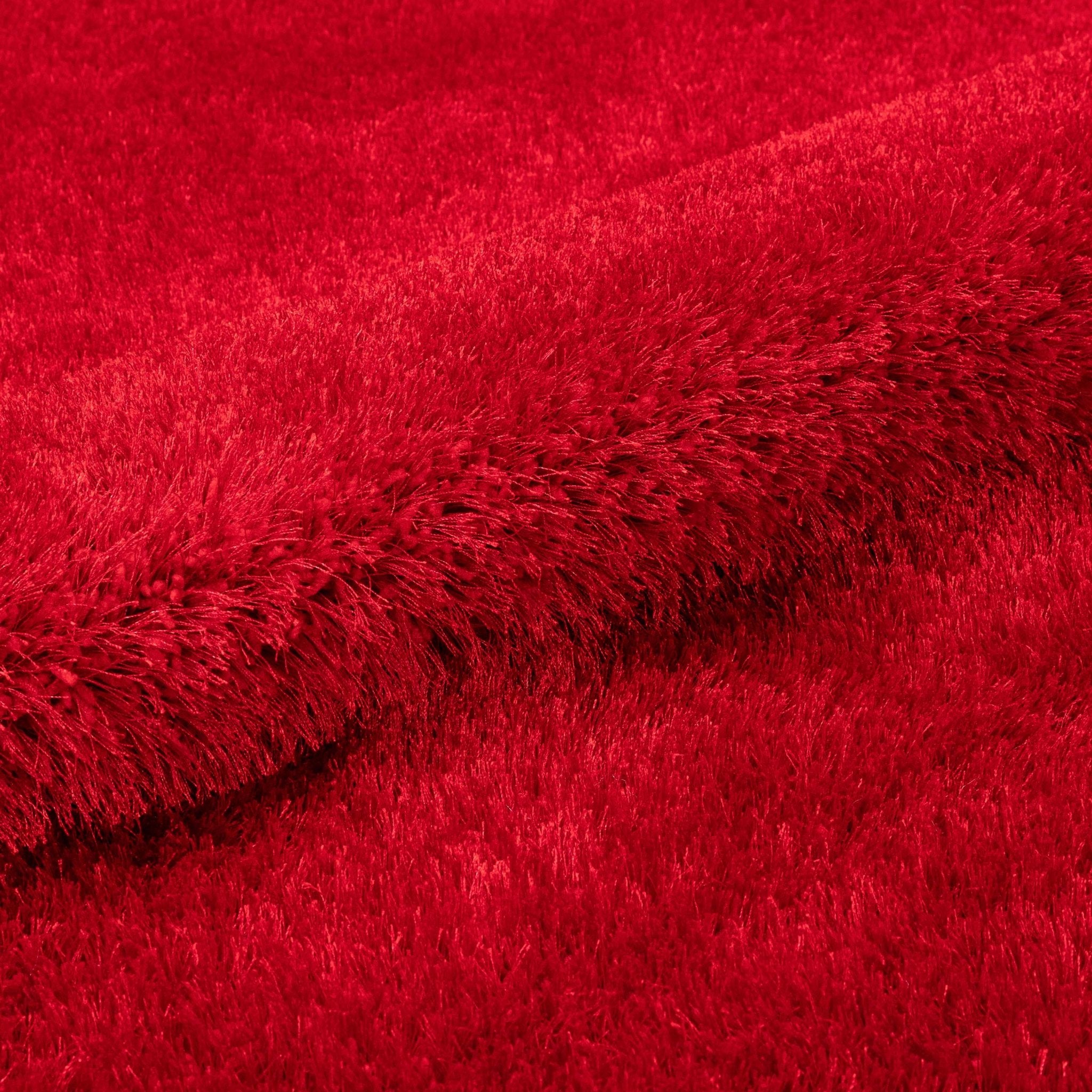 Feather Collection Liza Red Shag Rug –   Sparkly, Plush, Minimalist Glam - Well Woven - soft red shag rug