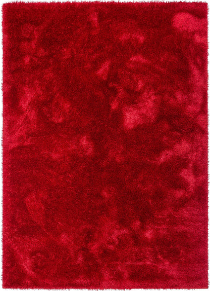 Feather Collection Liza Red Shag Rug –   Sparkly, Plush, Minimalist Glam - Well Woven - Red rug overhead