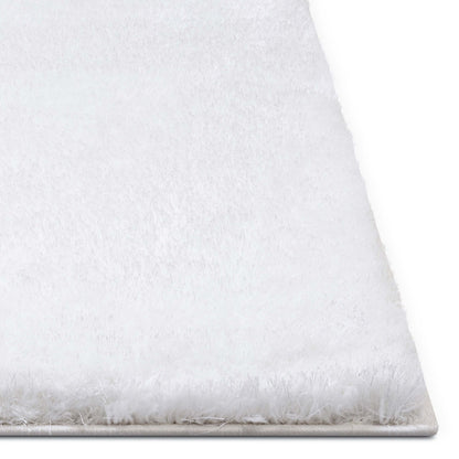 Feather Collection Liza  White Shag Rug –   Sparkly, Plush, Minimalist Glam - Well Woven - white rug corner