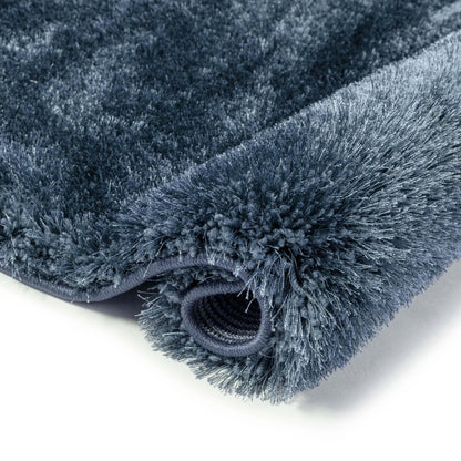 Feather Collection Liza Dark Blue Shag Rug –   Sparkly, Plush, Minimalist Glam - Well Woven - Detailed Close Up V2