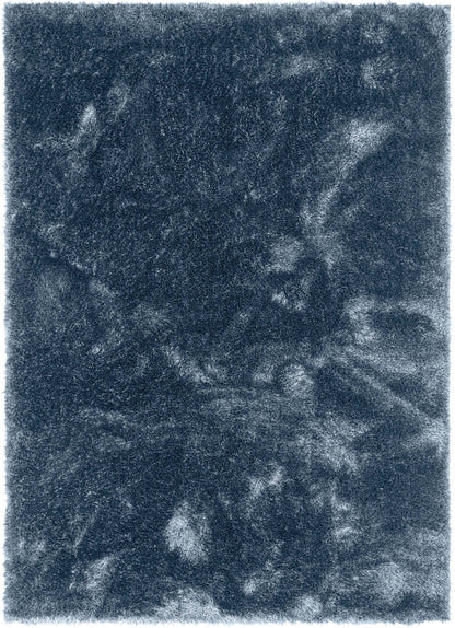 Feather Collection Liza Dark Blue Shag Rug –   Sparkly, Plush, Minimalist Glam - Well Woven - Overhead 