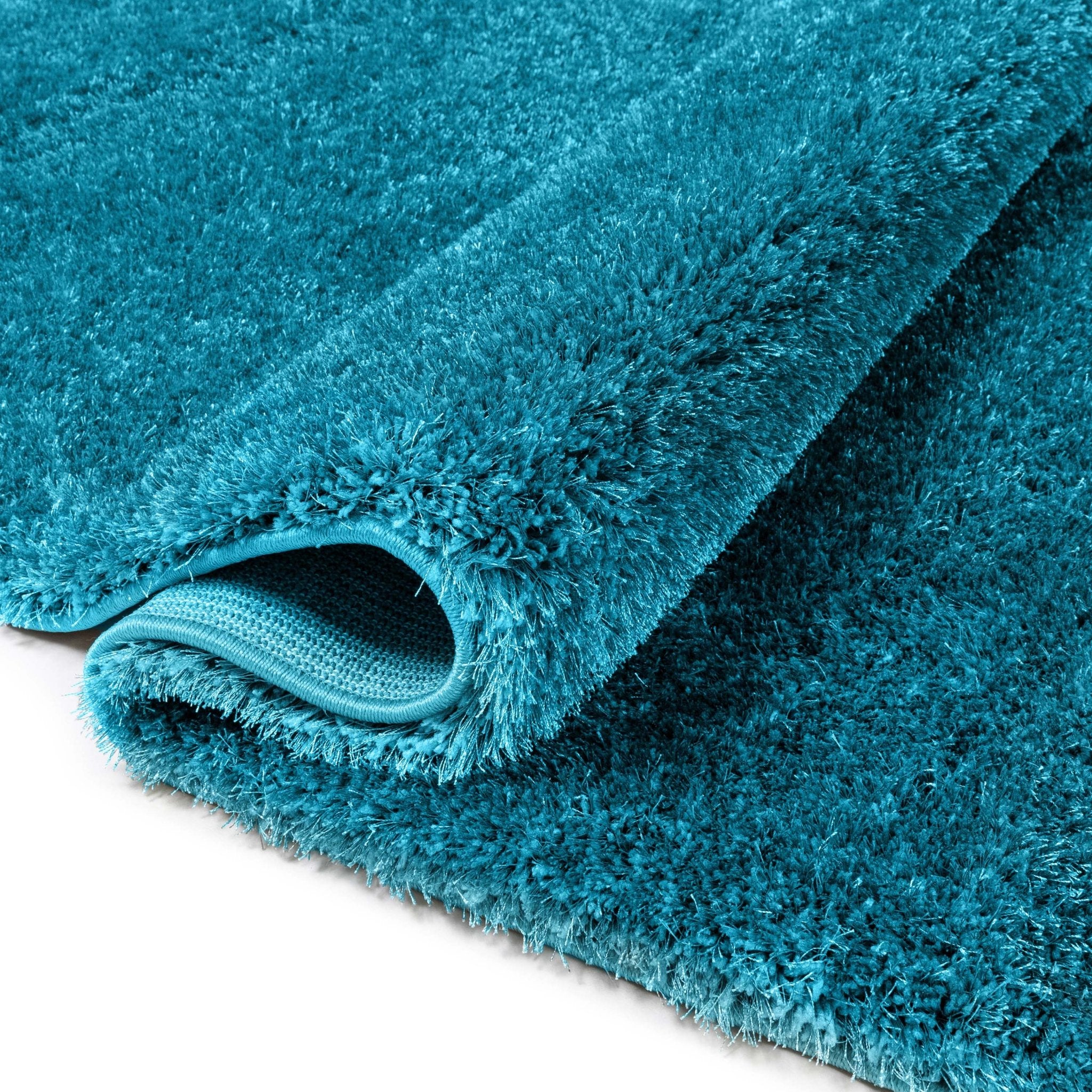 Feather Collection Liza  Blue Shag Rug –   Sparkly, Plush, Minimalist Glam - Well Woven - Thick pile teal rug