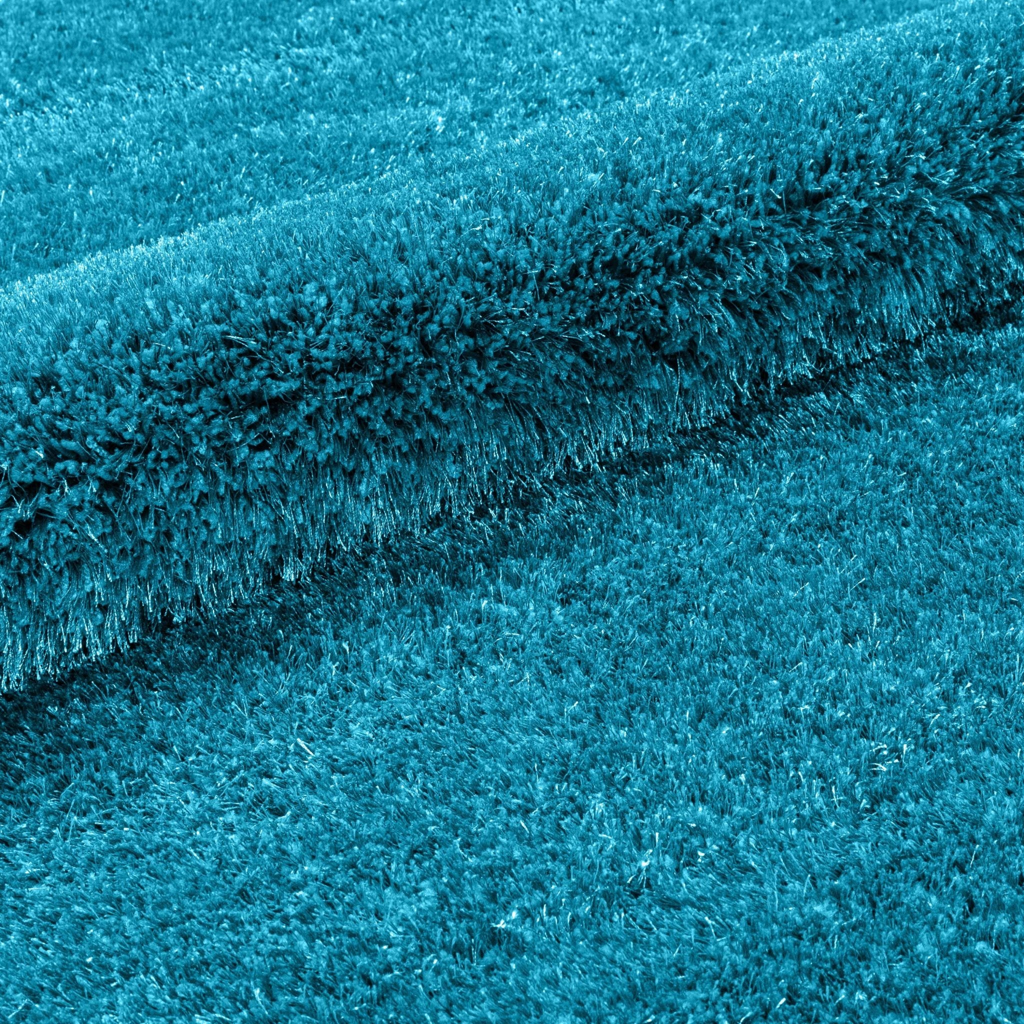 Feather Collection Liza  Blue Shag Rug –   Sparkly, Plush, Minimalist Glam - Well Woven - Teal rug texture