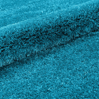 Feather Collection Liza  Blue Shag Rug –   Sparkly, Plush, Minimalist Glam - Well Woven - Teal rug texture