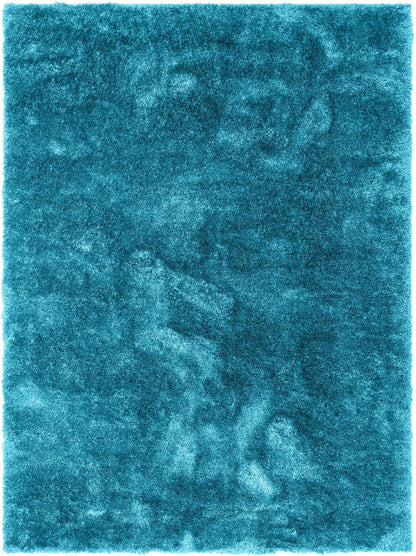 Feather Collection Liza  Blue Shag Rug –   Sparkly, Plush, Minimalist Glam - Well Woven - Teal Overhead