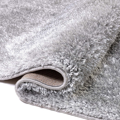 Feather Collection Liza  Silver Shag Rug –  Sparkly, Plush, Minimalist Glam - Well Woven - Texture