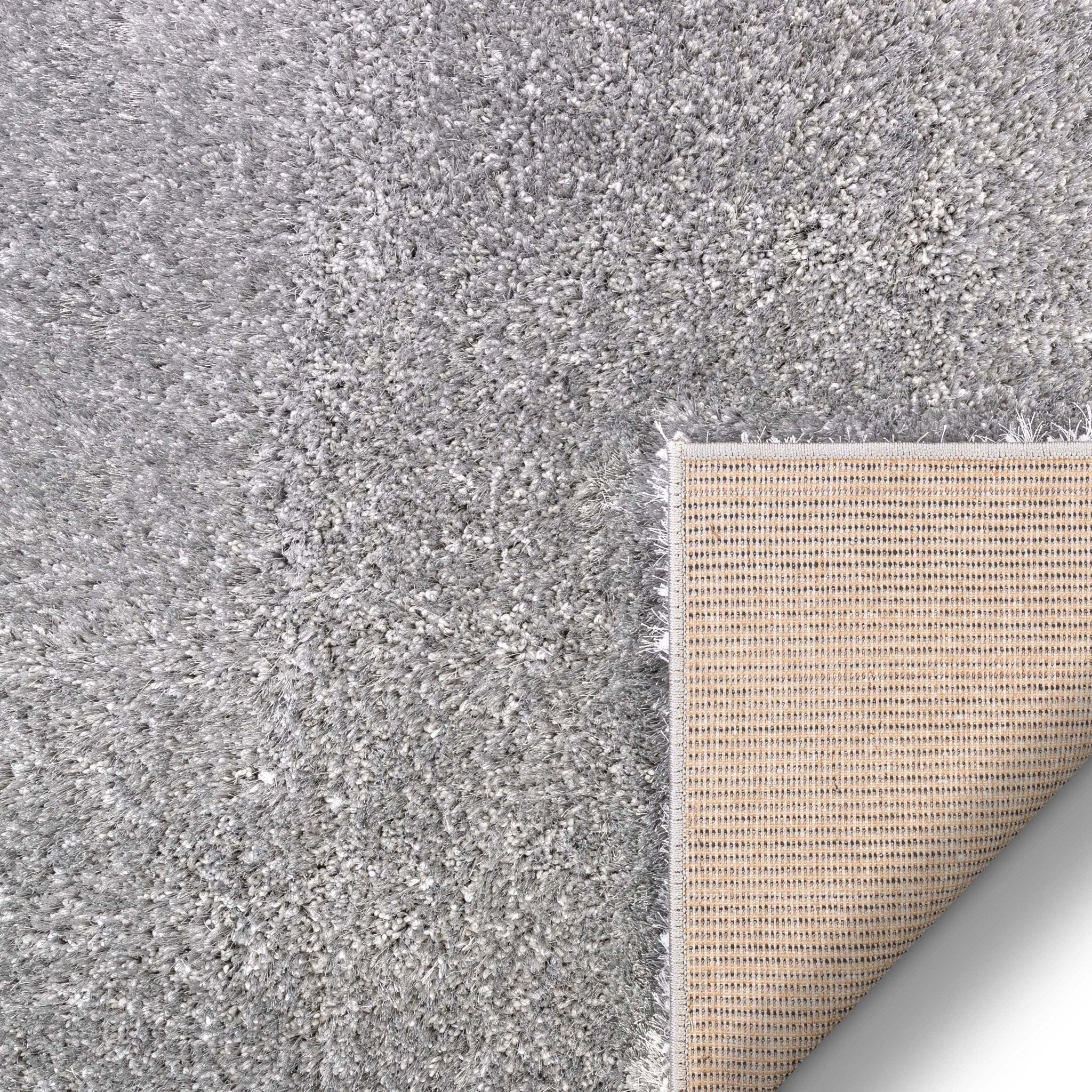 Feather Collection Liza  Silver Shag Rug –  Sparkly, Plush, Minimalist Glam - Well Woven - Rug Backing