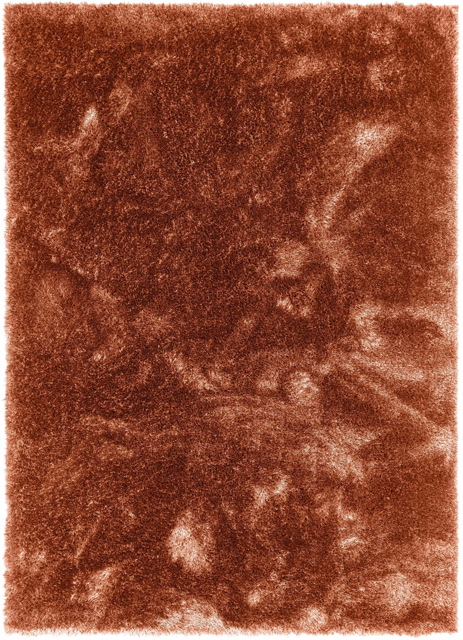 A siloed overhead of the Feather Collection Liza Terracotta Shag Rug