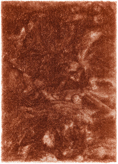 A siloed overhead of the Feather Collection Liza Terracotta Shag Rug