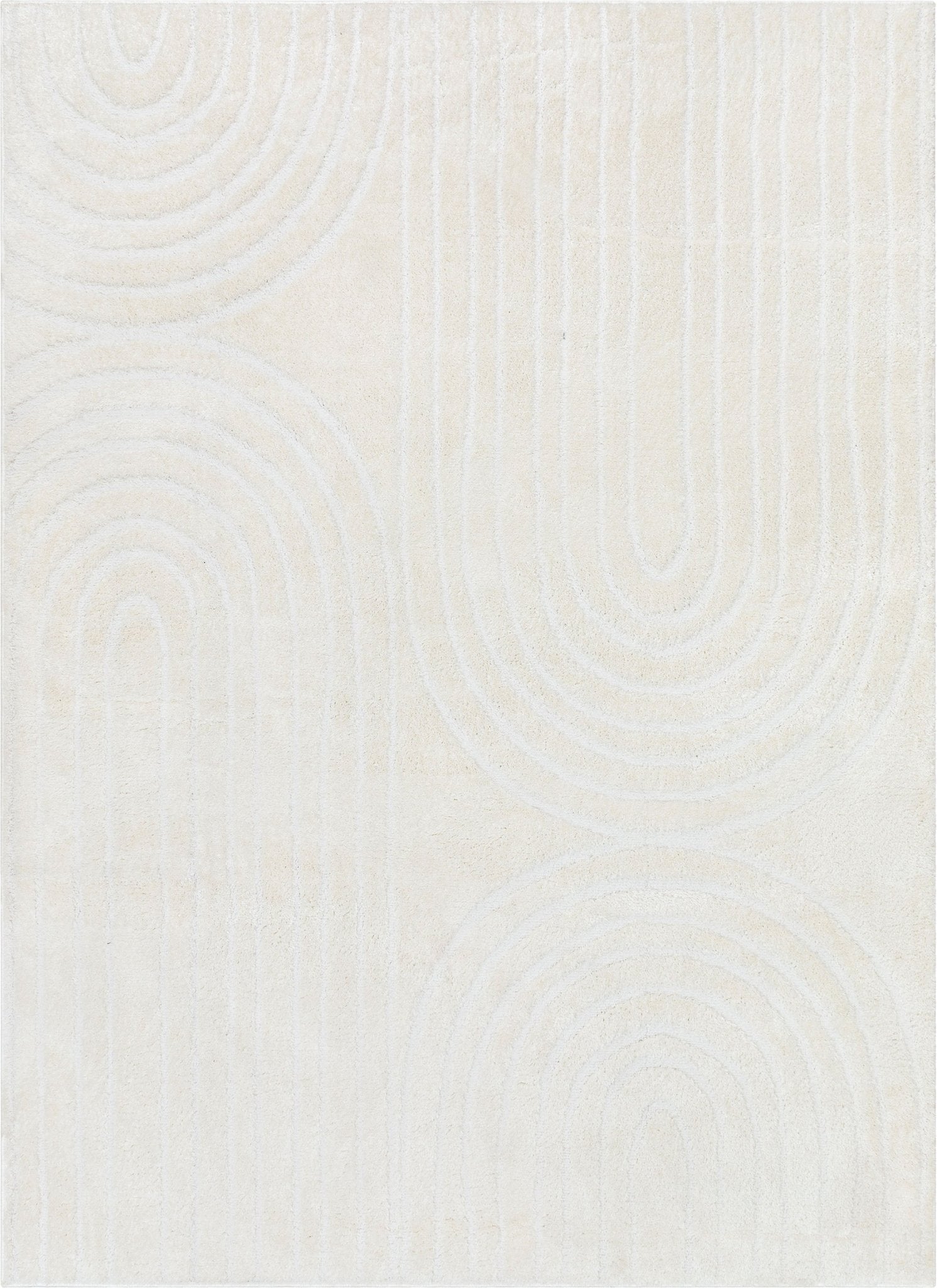 Rainbow Shag Geometric Ivory High-Low Rug Well Woven