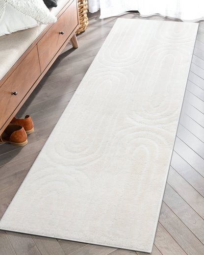 Rainbow Shag Geometric Ivory High-Low Rug Well Woven