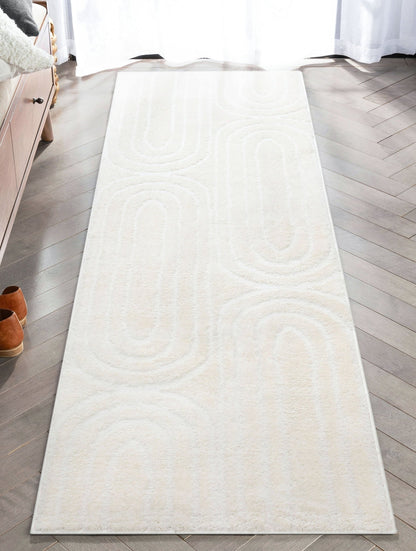 Rainbow Shag Geometric Ivory High-Low Rug Well Woven