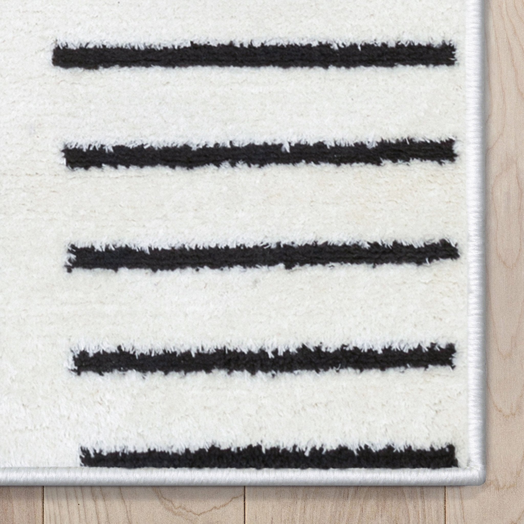 Rainbow Shag Geometric Ivory Black High-Low Rug Well Woven