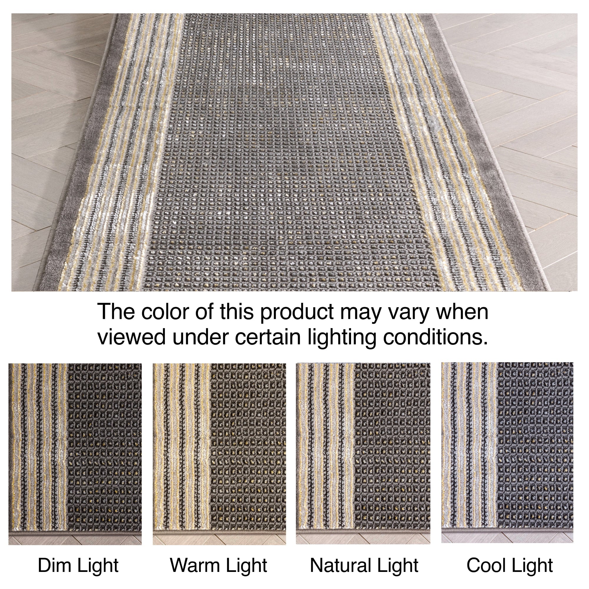 Custom Size Runner Waylon Retro Border Solid & Striped Grey Select Your Width x Choose Your Length Hallway Runner Rug Well Woven