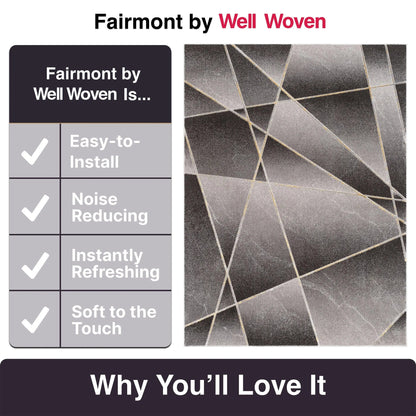 Arthur Retro Geometric Marble Pattern Grey Glam Rug Well Woven